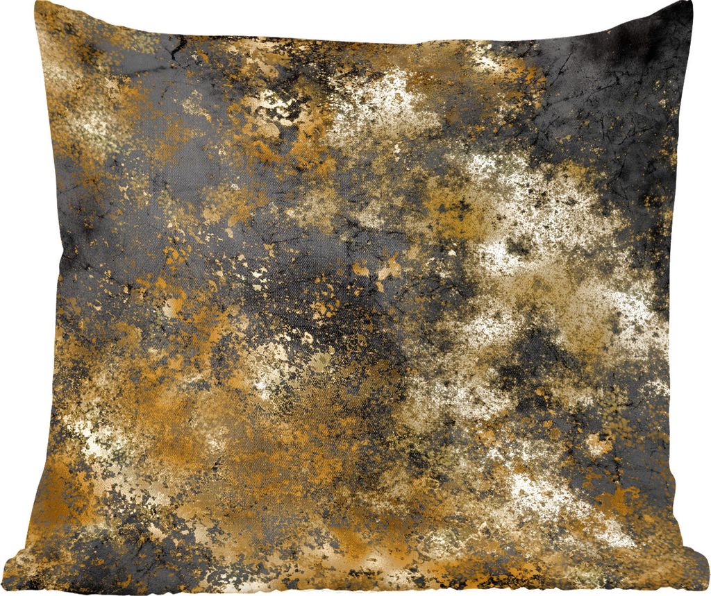 MuchoWow Zierkissen Sofakissen Wohnzimmer Dekokissen 40x40 cm Gold - Schwarz - Abstrakt - Luxus - Foto Kissen - Schlafzimmer Dekoration