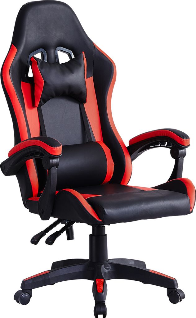 Bürostuhl Ergonomisch Gaming-Stuhl, mit Armlehne, Kopfstütze, Lendenkissen, Rot