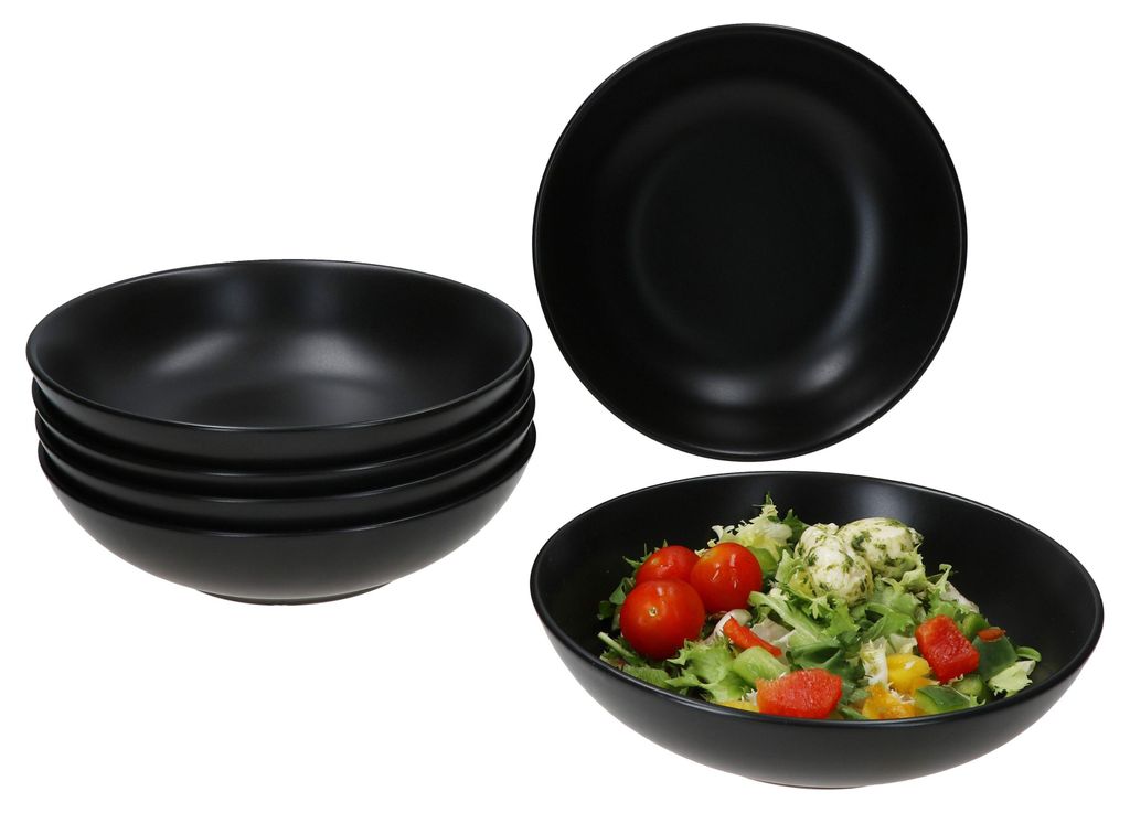 6x piatti fondi Panther nero 420ml gres 6 persone Immagine del prodotto 