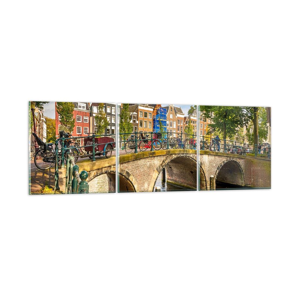 Bilder auf glas - amsterdam Bögen Architektur Gebäude - 120x40cm - Glasbilder - Wandbilder - Kunstdruck - Wanddekoration aus Glas - Glas Bilder -...