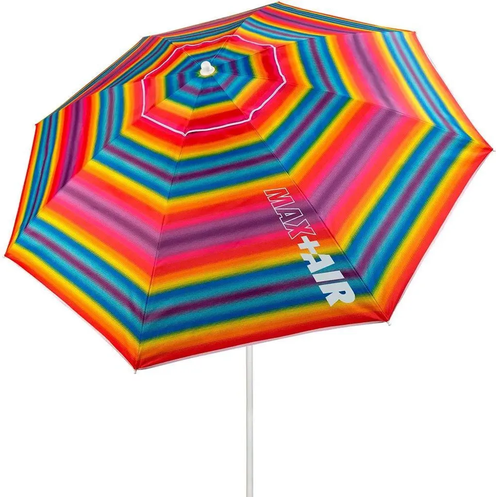 Aktive Parasol de Plage Coupe-vent UV50 Inclinable Ø 220cm Multicolore