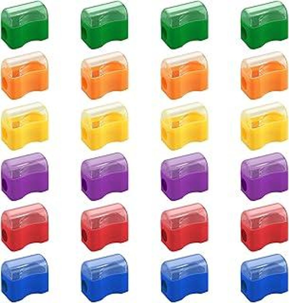 24 Stück Kleiner Bleistiftspitzer, 6 Farben Tragbar Mini Spitzer Klein Manueller Bleistift Spitzer Wiederverwendbarer Anspitzer Handgehaltener Kom...
