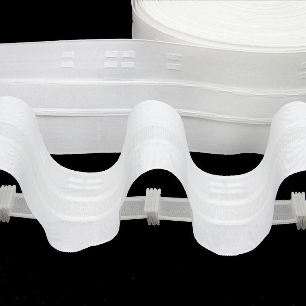 Gardinenband 50m Wellenfalten Weiß-100mm 1:2 Kräuselband Faltenband