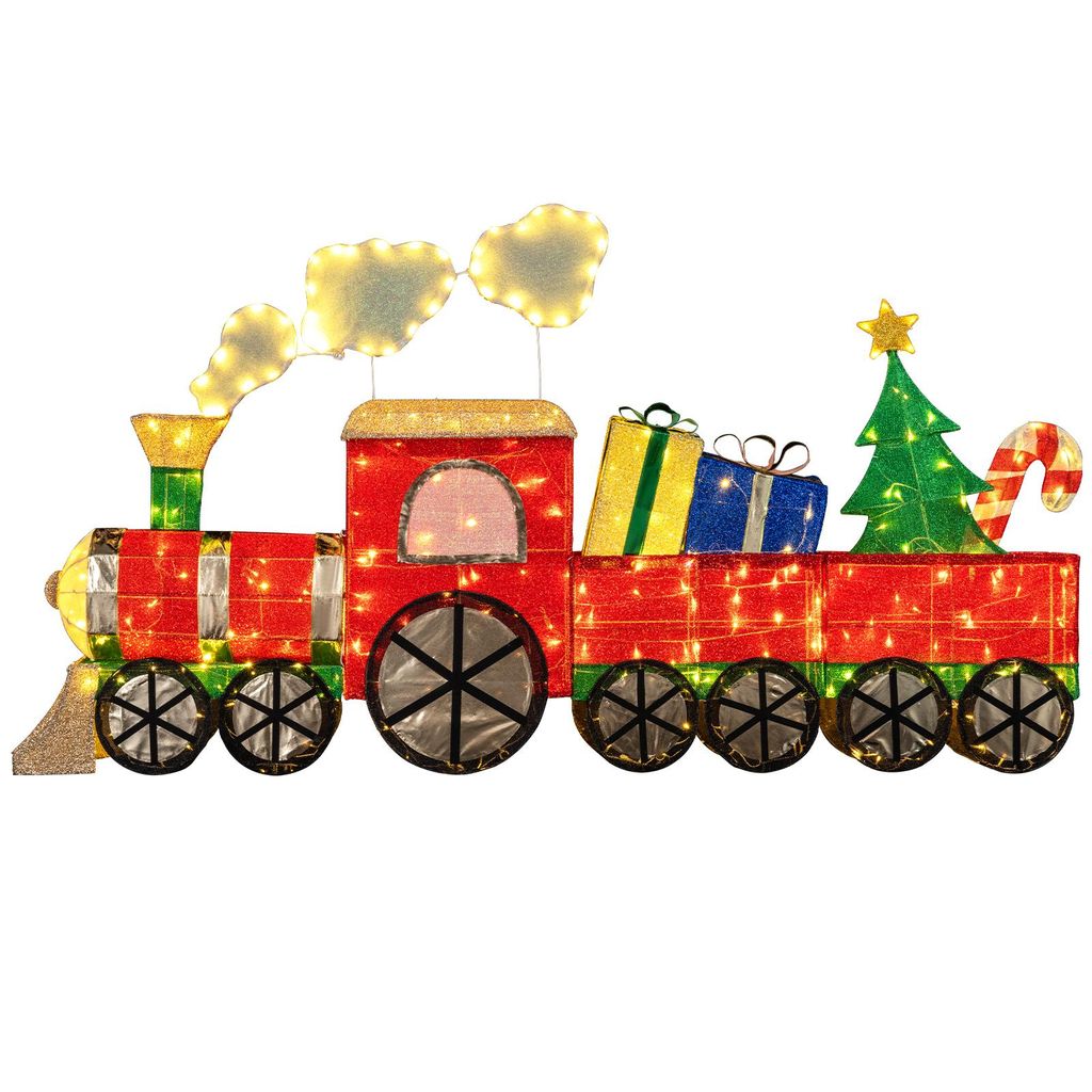 COSTWAY Weihnachtszug beleuchtet, 215cm Weihnachtsdeko mit Produktbild 