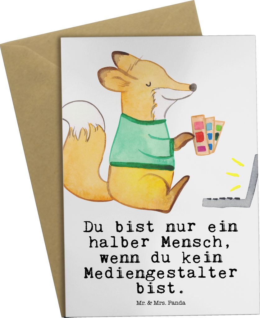 Mr. & Mrs. Panda babykarte Mediengestalter Herz - Weiß - Geschenk, vatertagskarte, Grußkarten, weihnachtskarten, hochzeitskarten, Lustig, Designe...