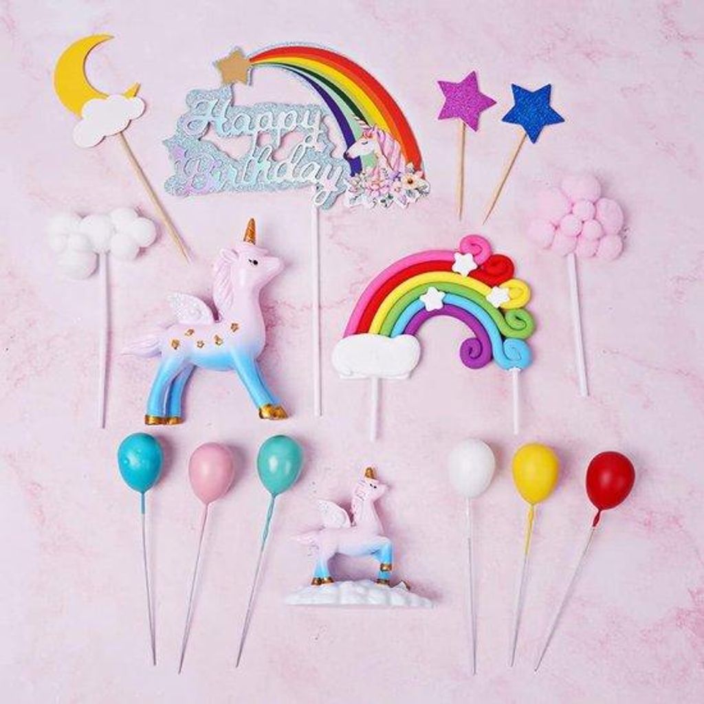 Kinderfeestdekoration Regenbogenfarben, Ballonwolken, Pappfiguren & Banner für Jungen und Mädchen