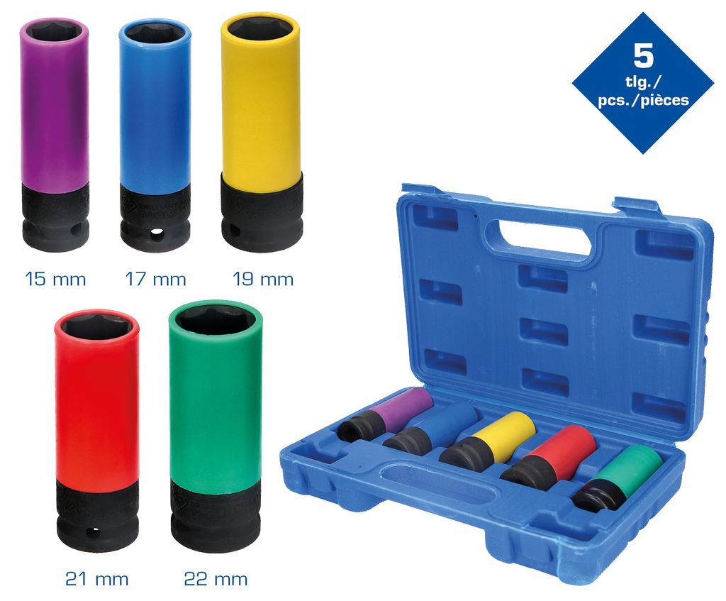 BRILLIANT TOOLS 1/2" Alu-Felgen-Kraft-Stecknuss-Satz 5tlg. Produktbild 