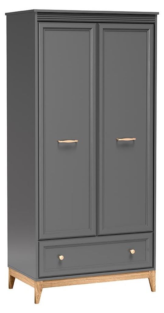 Masseno Drehtürenschrank SUOLO 92/193/54,5 cm 2-türig Grau