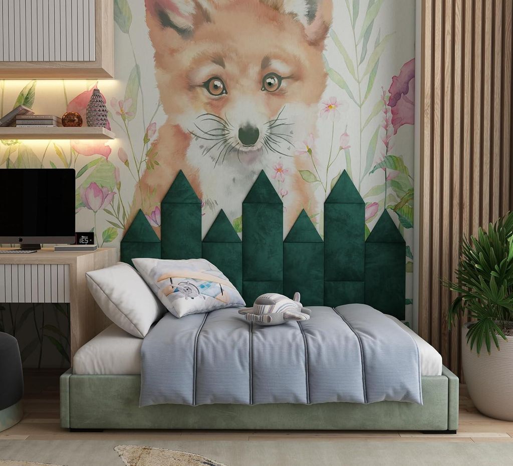 2er-Pack – Weiche Velours-Akustikwandpaneele | Dekorative Kopfteilpaneele für Kinderzimmer und Spielzimmer | Farbe: [2x Rectangle (25x50cm) | Gr...