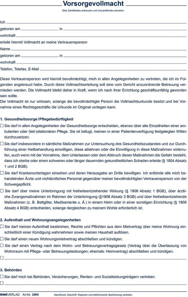Formulare mit Mappe RNK geprüft (2 Sätze, Patientenverfügung Formulare mit Mappe RNK geprüft (2 Sätze, Patientenverfügung