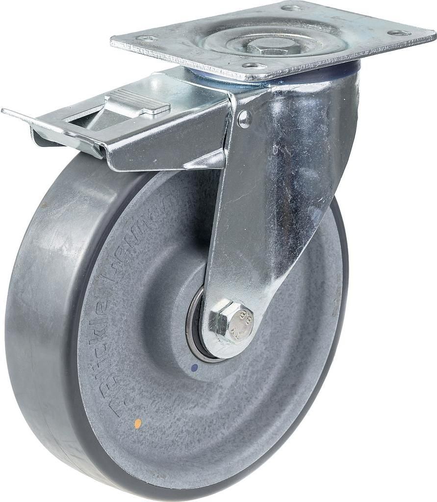 160mm Lenk-/Bremsrolle mit grauem, elektrisch leitfähigem, thermoplastischem Polyur