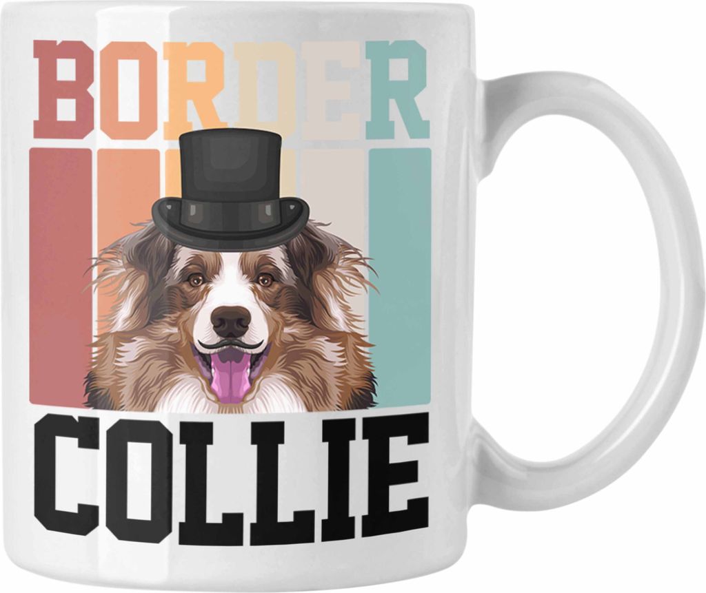 Trendation - Border Collies Besitzer Tasse Geschenk Lustiger Spruch Geschenkidee Retro Vinatge Border Collies (Weiß)