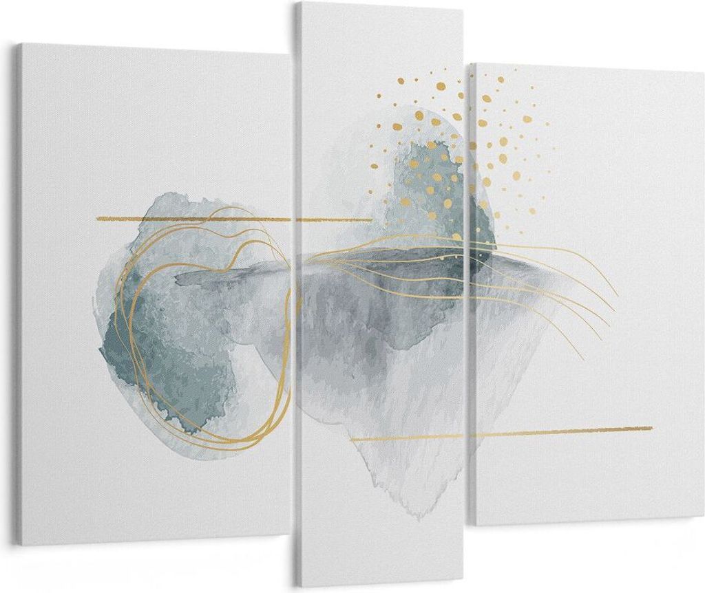 Bild auf Leinwand - Leinwandbild - 3 Teile - Aquarell Flecken Gold - 95x80cm - Wand Bild - Wanddeko - Wandbilder - Leinwanddruck - Bilder - Wanddek...