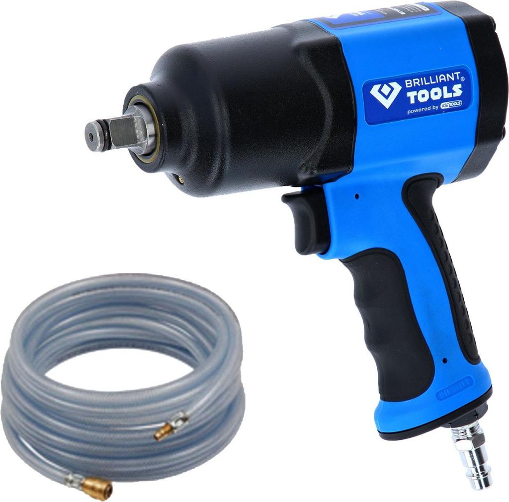 BRILLIANT TOOLS Druckluft-Schlagschrauber 1/2" 1.450 Nm inkl. PVC-Gewebeschlauch