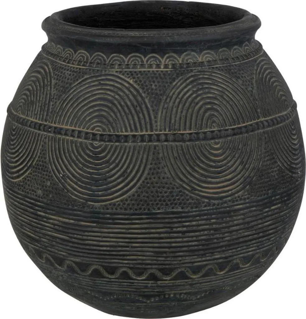 Petit Vase J-Line en Ciment Texturé Noir et Brun - Finition Artisanale