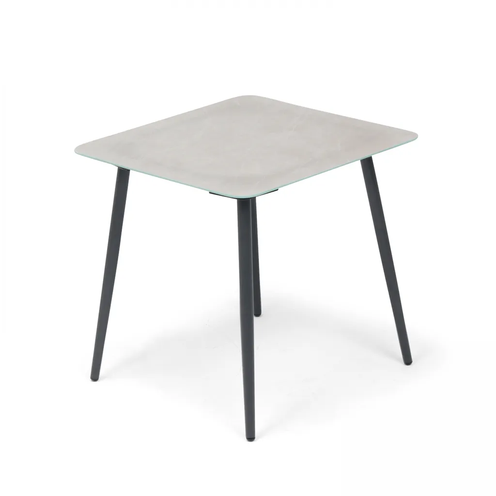 Table basse de jardin en acier gris - Mobilier extérieur anti-rouille