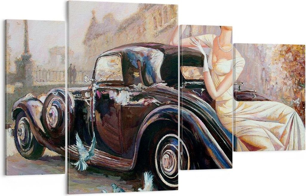 Bild auf Leinwand - Leinwandbild - frau retro stil - 120x70cm - Wand Bild - Wanddeko - Wandbilder - Leinwanddruck - Bilder - Kunstdruck - Wanddekor...