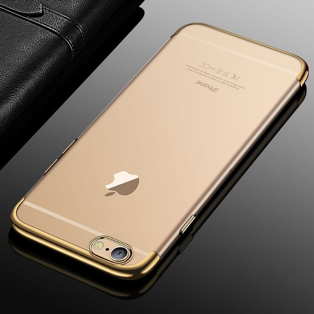Handy Hülle Schutz Case für Apple iPhone 6 / 6s Durchsichtig Transparent Gold