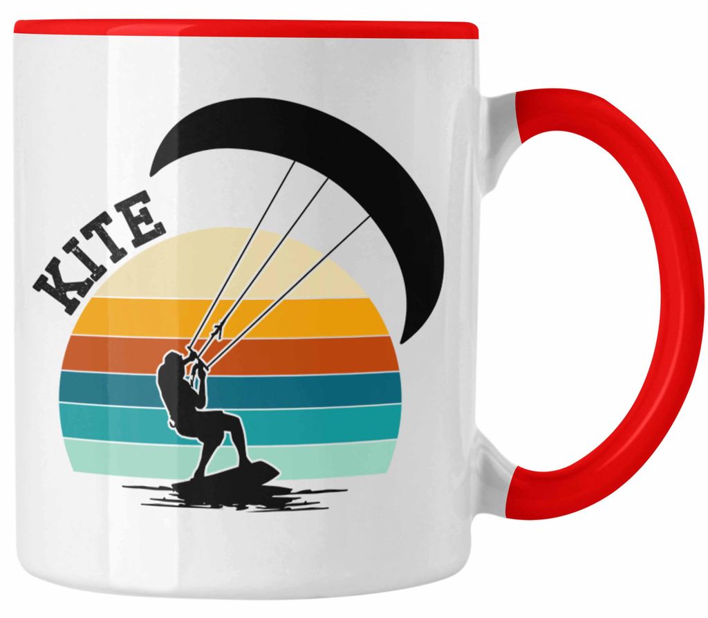 Kite Surf Tasse Geschenk Kitesurfing Hobby Geschenkidee Geburtstag Weihnachten (Rot)