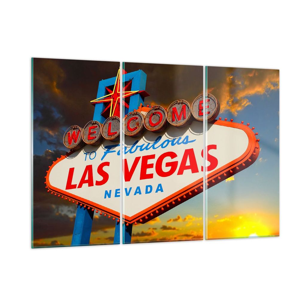 Bilder auf glas - Amerika bestimmungsort las vegas - 105x70cm - Glasbilder - Wandbilder - Kunstdruck - zum Aufhängen bereit - Wanddekoration aus G...