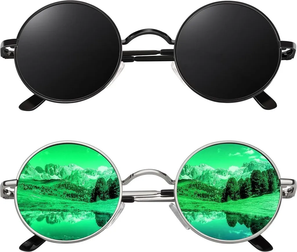 CGID Occhiali da sole retrò Hippie polarizzati UV400 donne uomini montatura rotonda in metallo