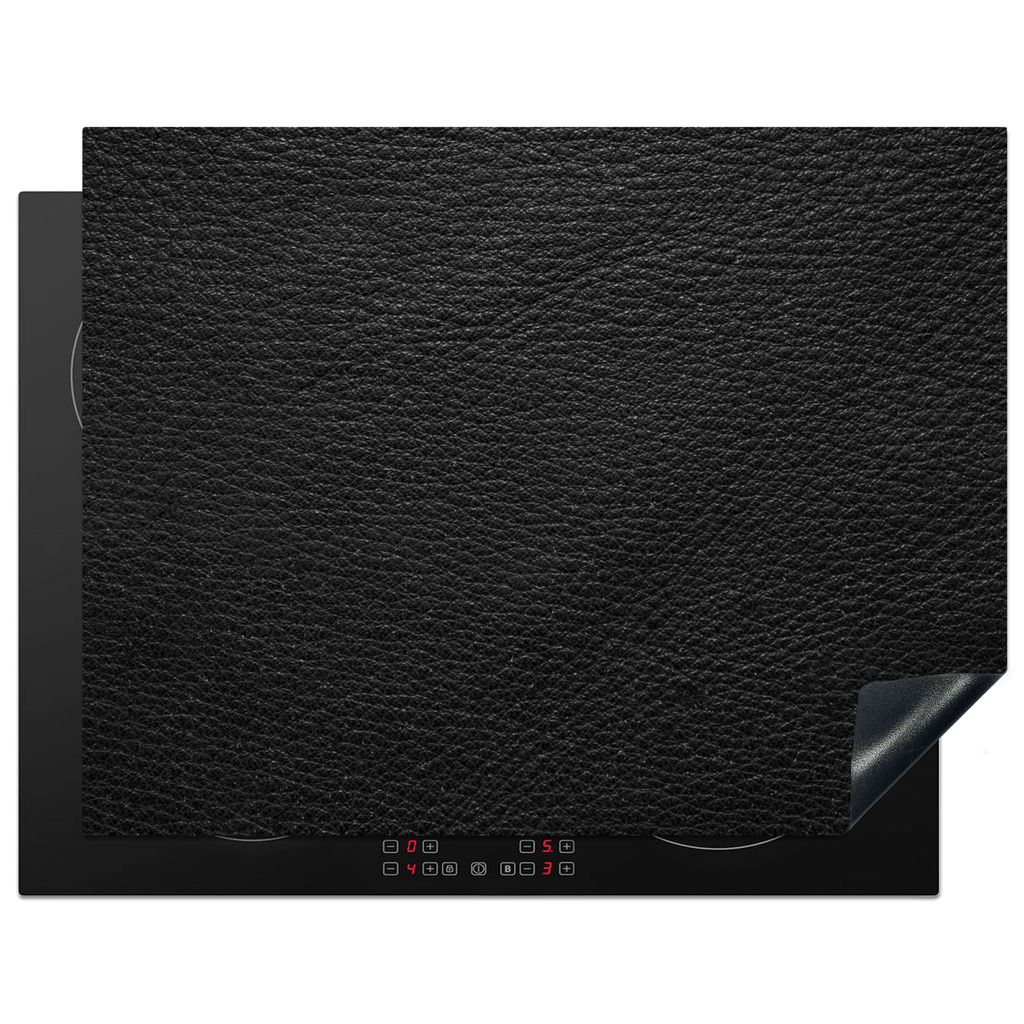 KitchenYeah Herdabdeckplatte Leder - Lederoptik - Schwarz - Grau , 77x59cm, Küche Deko, Glaskeramikkochfeld Herdabdeckung, Abdeckplatte fùr Koc...