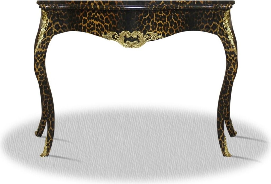Casa Padrino Barock Konsole Leopard Gold 100 x 40 x H. 85 cm - Luxus Möbel
