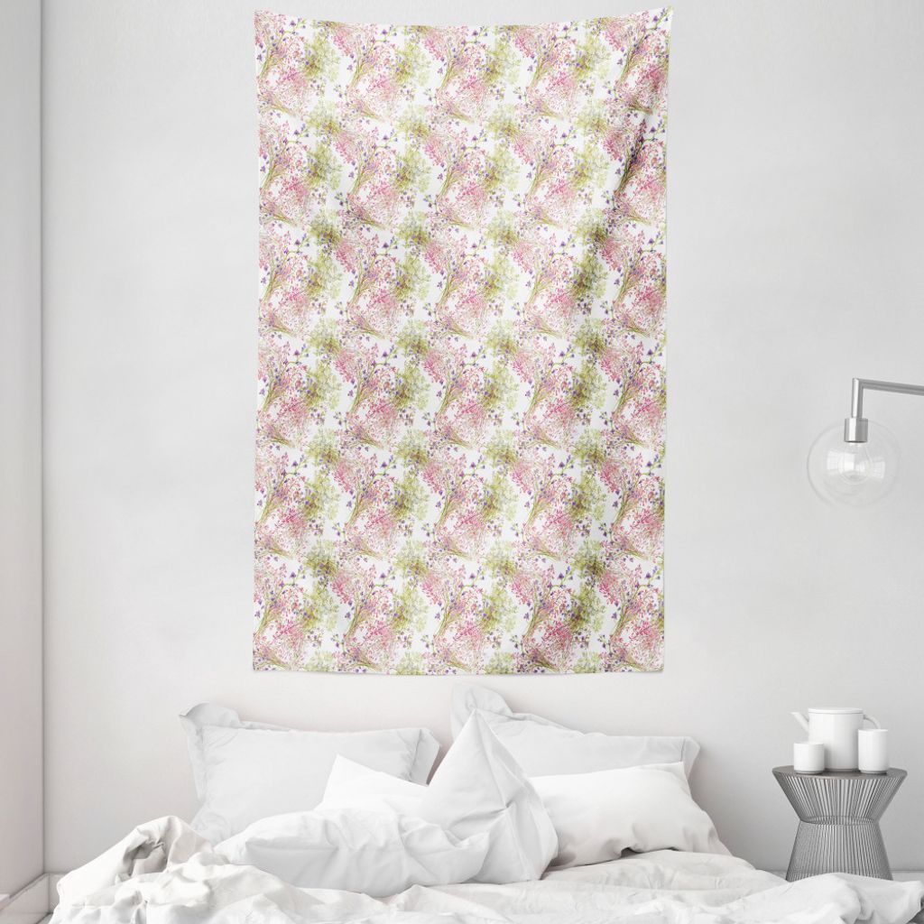 ABAKUHAUS Blumen Wandteppich und Tagesdecke, Rural Wild Flower Haarzopf aus Weiches Mikrofaser Stoff Waschbar ohne Verblassen Digitaldruck, 140 x 2...