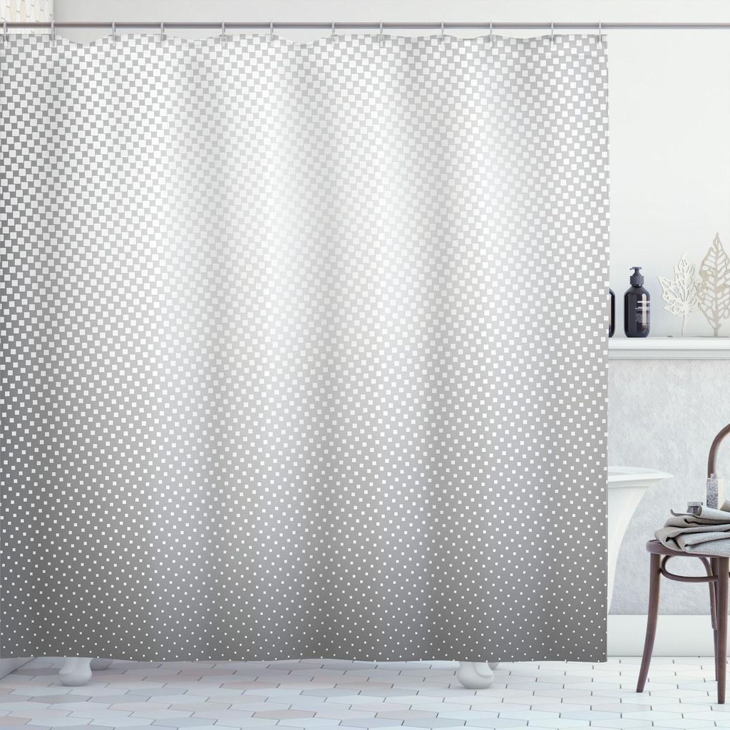 ABAKUHAUS Digital Duschvorhang, Künstlerische digitale weiche Punkte und Stellen auf Hintergrund-kreativem modernem Pixel-Kunst-Plakat-Bild-Druck,...