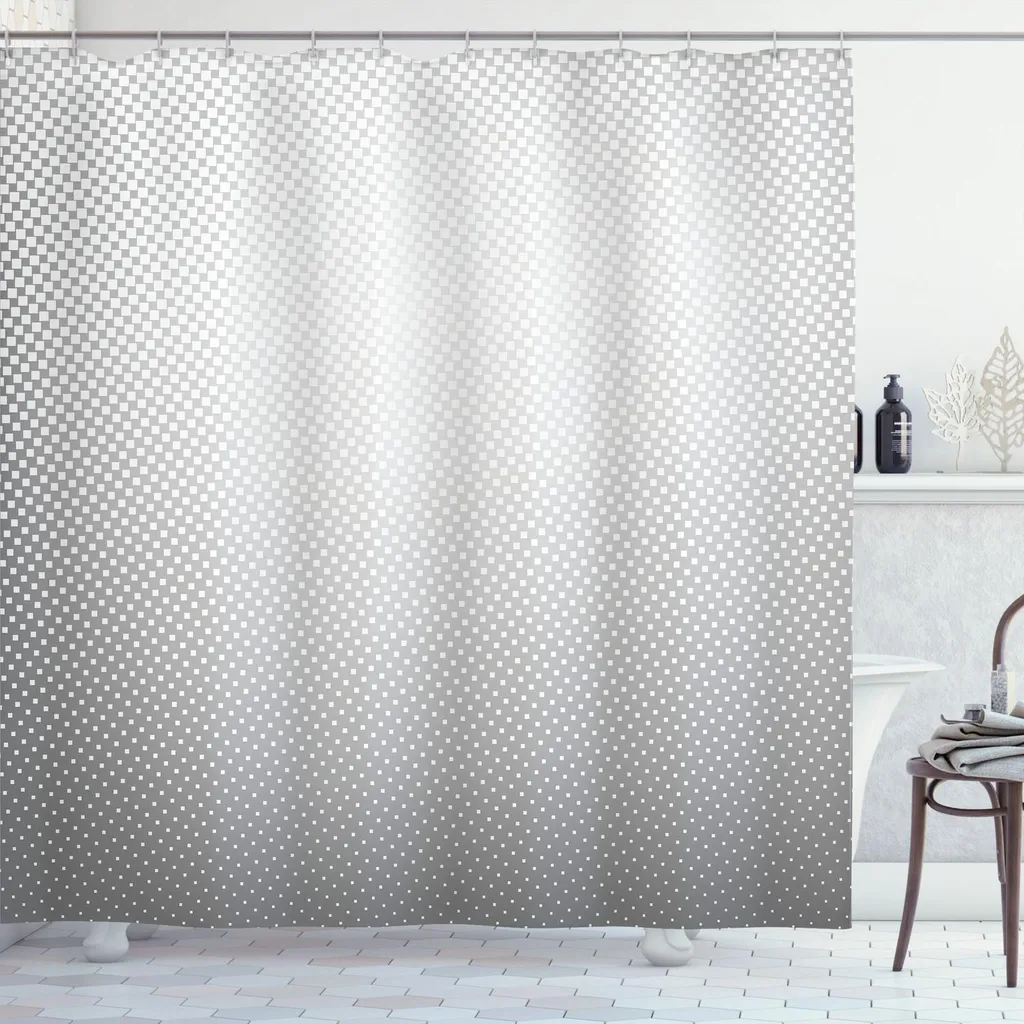 Tenda Doccia ABAKUHAUS 175x220 Grigio Pixel Art - Tessuto Premium