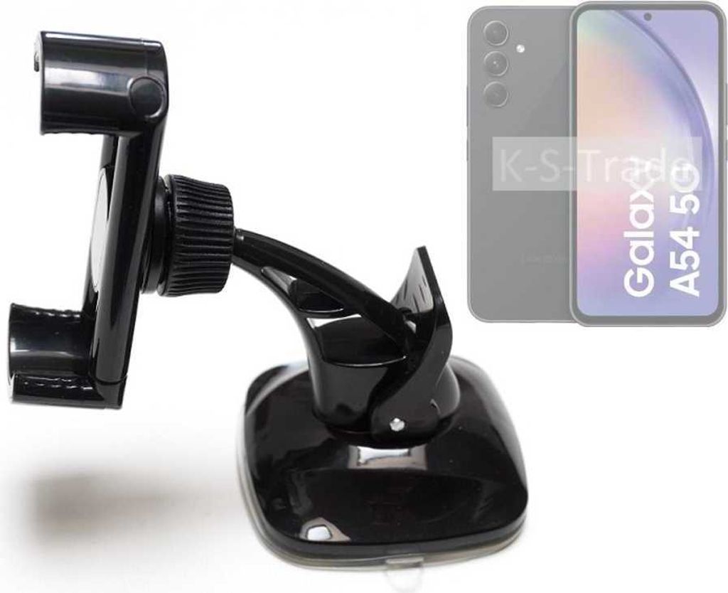 K-S-Trade kompakte Handy-Halterung Windschutzscheibe kompatibel mit Samsung Galaxy M54 5G Armaturenbrett schwarz Autohalterung KFZ Halter