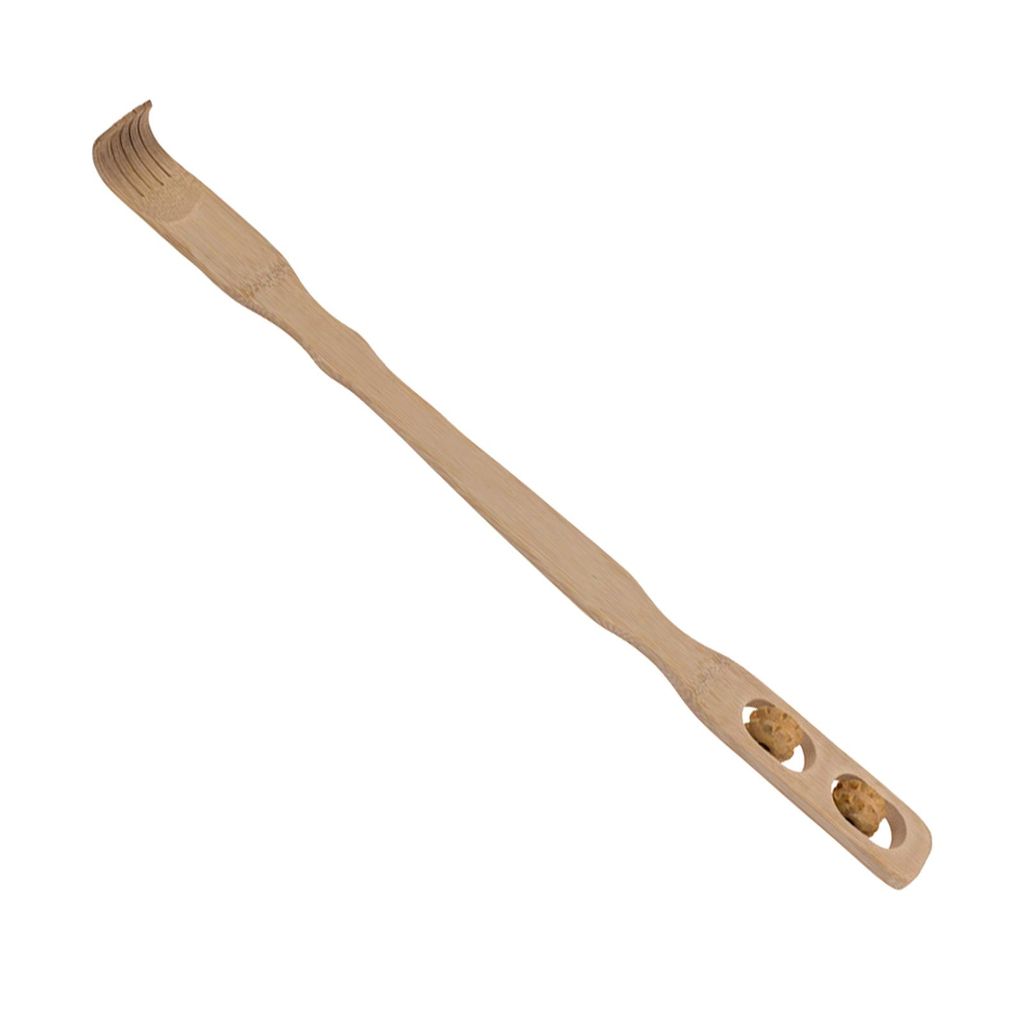 Rückenkratzer mit Massagerollen Bambus Kratzhilfe 46 cm Produktbild 