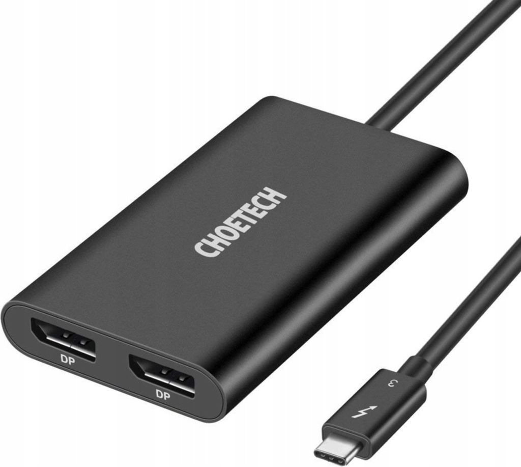 Choetech USB Typ C Thunderbolt 3 (40 Gbit/s) - 2x DisplayPort 4K 60 Hz Schwarz (HUB-D03)