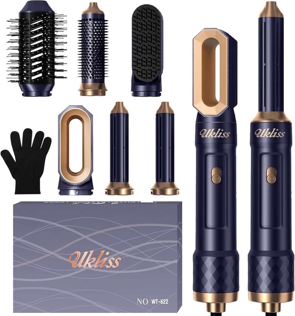Haartrockner 6 in 1, Multistyler Haarföhn Set mit Luft Lockenstab Automatisch, Rundbürstenföhn, Thermal Brush, Hair Dryer, Warmluftbürste für ...