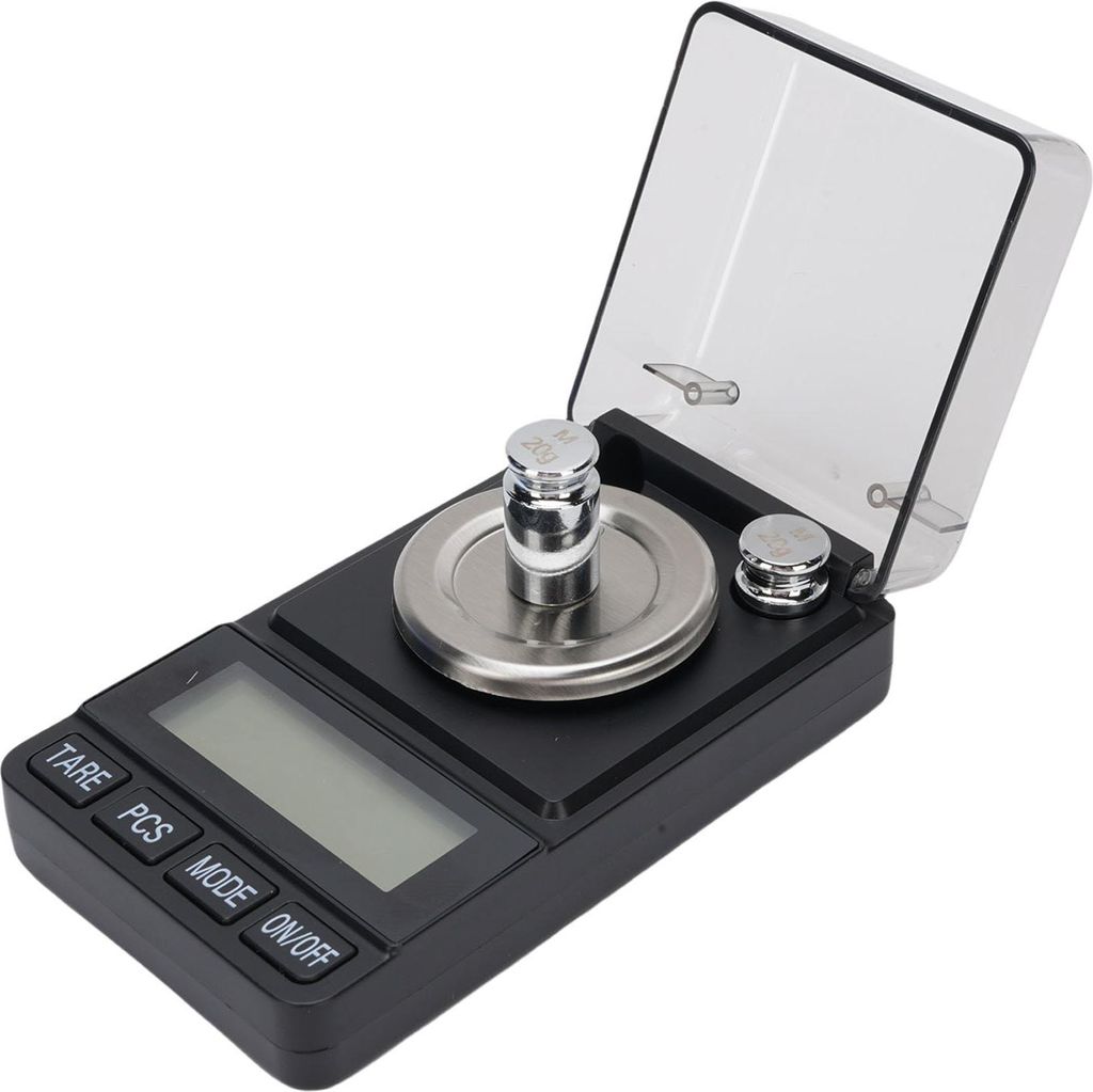 Digitale Milligramm Waage 50g 0.001g LCD hintergrundbeleuchtetes Display Elektronische Waage mit Flip Cover für Schmuck Edelsteinpulver Gold