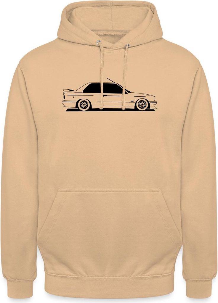 Spreadshirt E30 Auto Classic Oldtimer Fan Uni Hoodie, M, Pfirsich