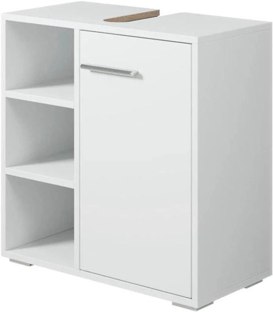 Petit meuble WC sur pied blanc 60cm - Rangement salle de bain compact