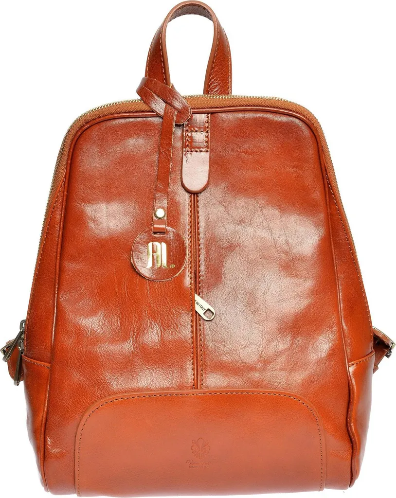 Sac à dos AL 3147 Anna Luchini en cuir véritable Cognac grainé