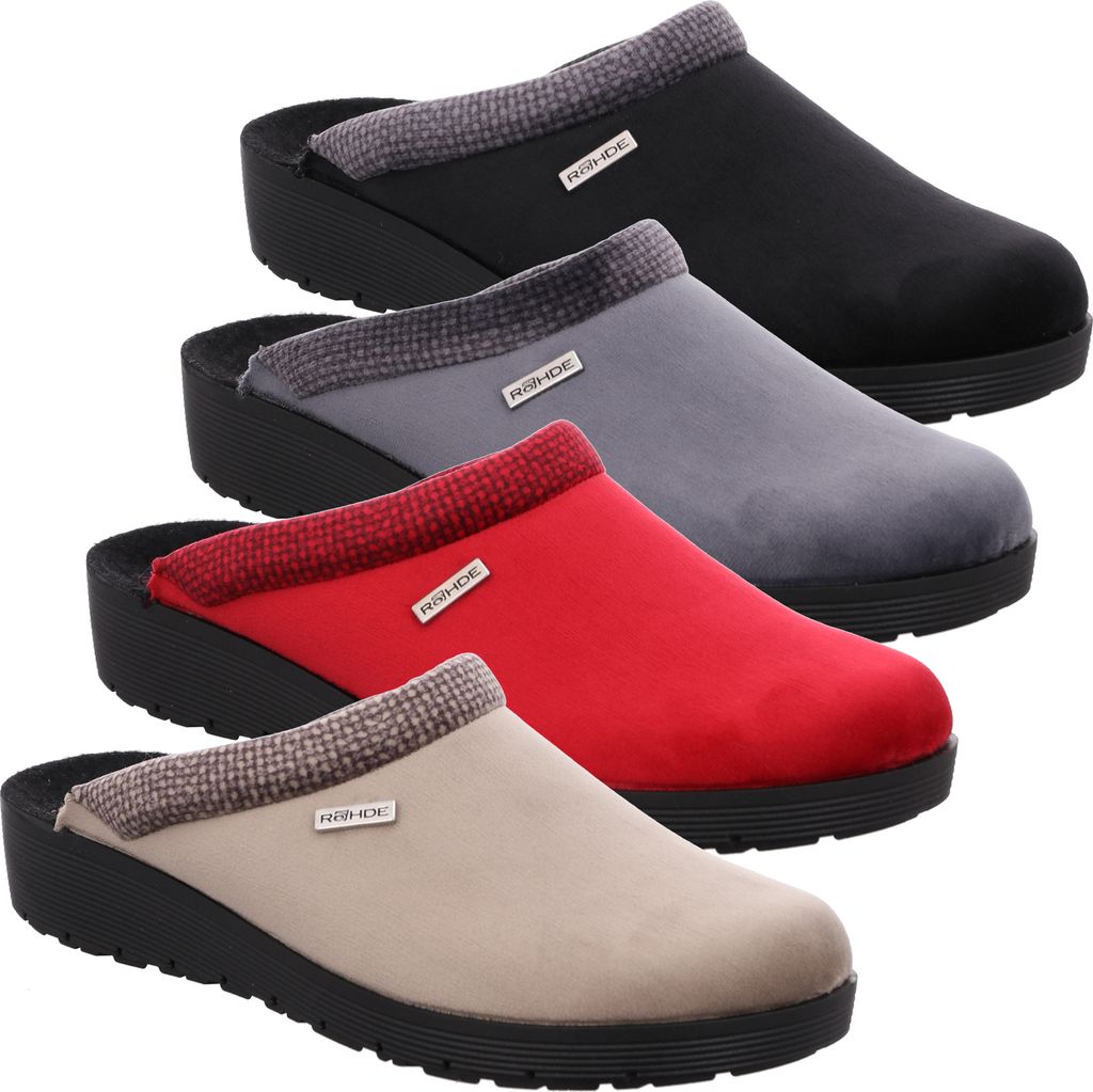 Rohde Damen Schuhe Pantoffeln Hausschuhe Roma 2336, Größe:40 EU, Farbe:Beige
