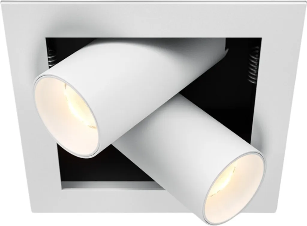 Maytoni Magnum Luce da incasso LED 2x7W, quadrata, orientabile, bianco caldo, bianco