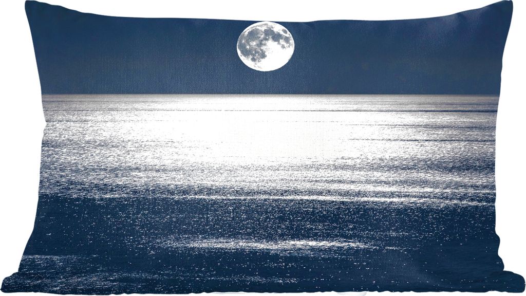 MuchoWow Zierkissen Sofakissen Wohnzimmer Dekokissen 50x30 cm Meer - Mond - Wasser - Wohnzimmerdekoration - Polster mit Photo