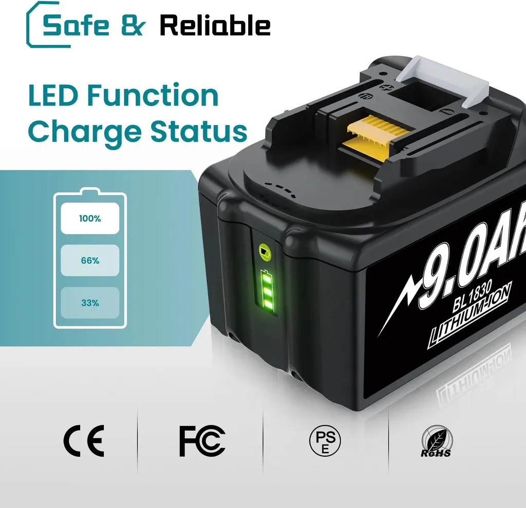 Batteria 18V 9000mAh per Makita BL1860 BL1830 - Kit 2 Pezzi Arancione - 3