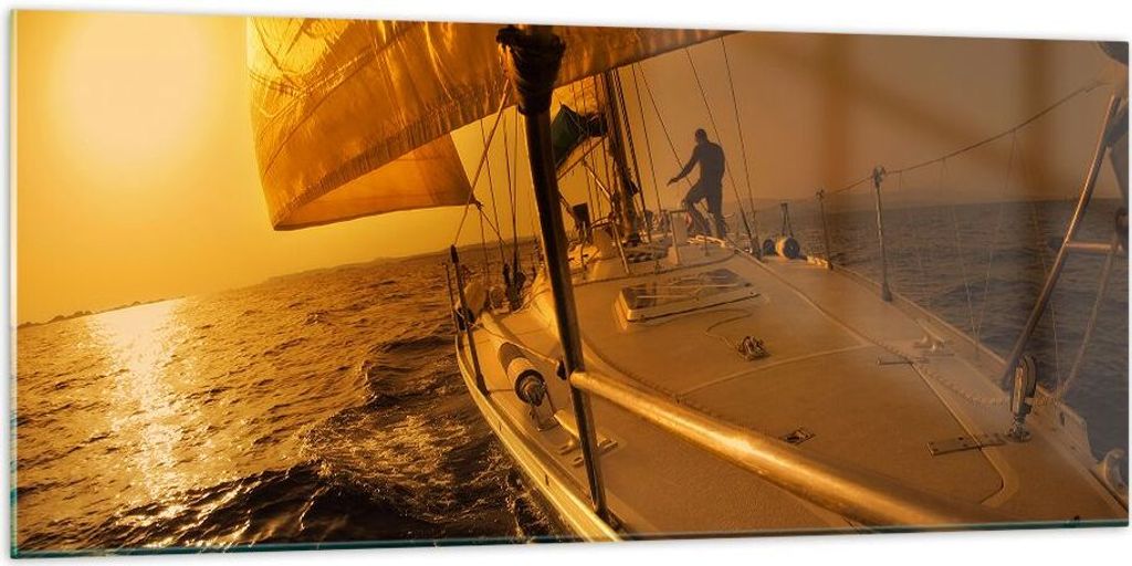 Bilder auf glas - Ozean Segelboot Yacht - 120x50cm - Glasbilder - Wandbilder - Kunstdruck - zum Aufhängen bereit - Wanddekoration aus Glas - Glas ...