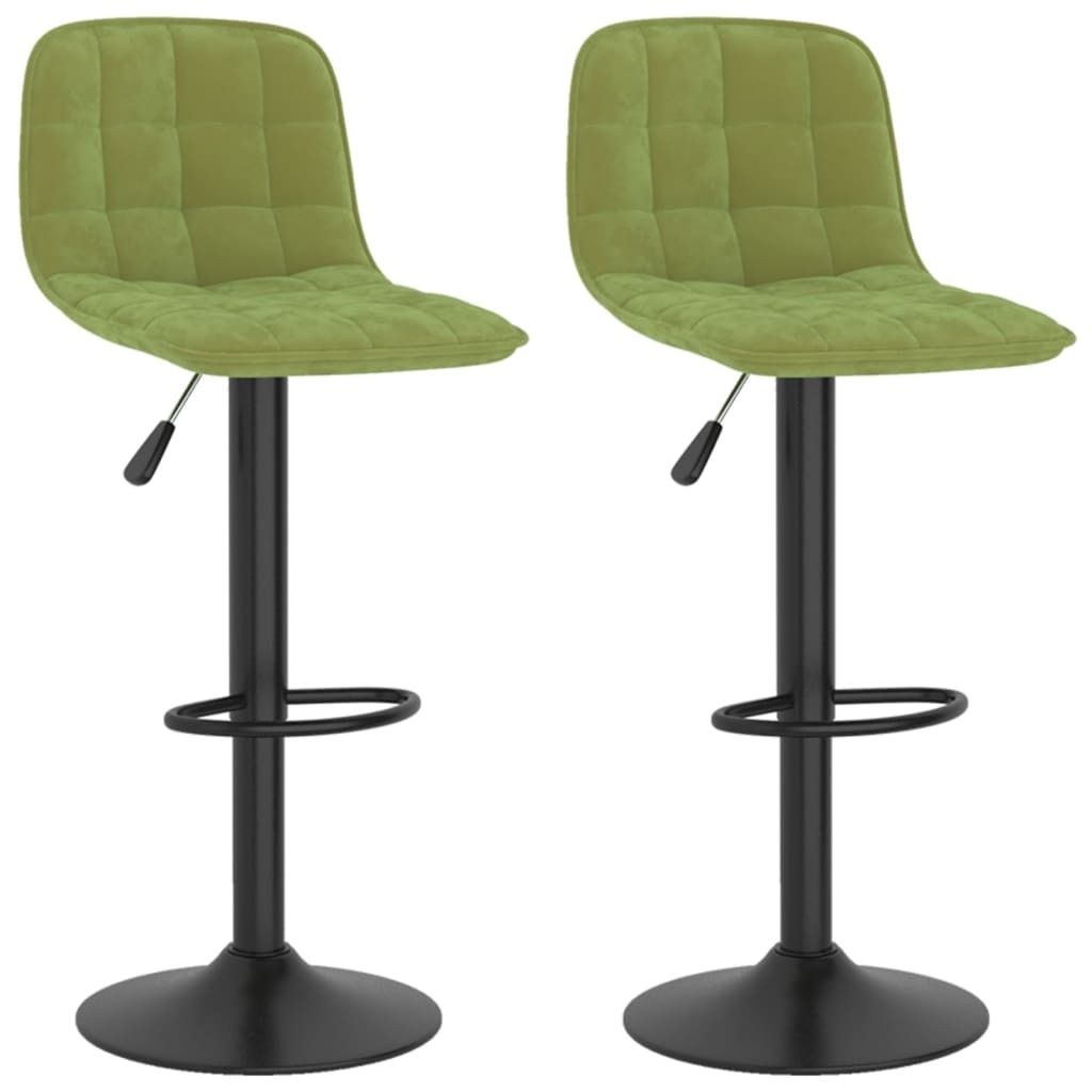 Barhocker 2 Stk. Hellgrün Samt
