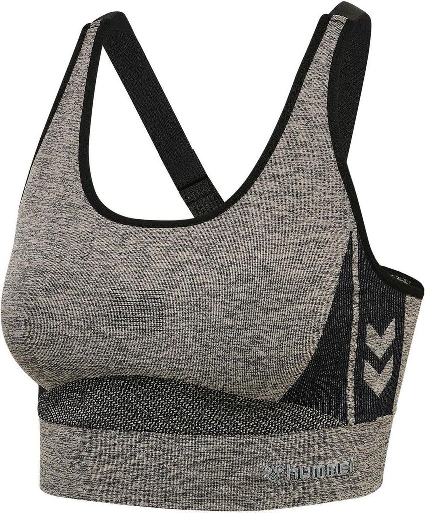hummel hmlCLEA Seamless Sports Top chateau gray/black melange XS