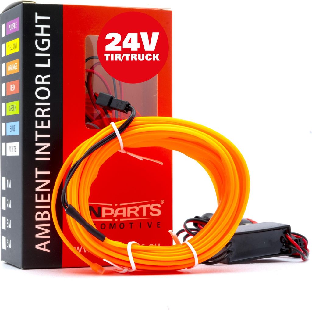 LED Auto Lichtleiter Umgebungslicht 24V Orange 5 Meter