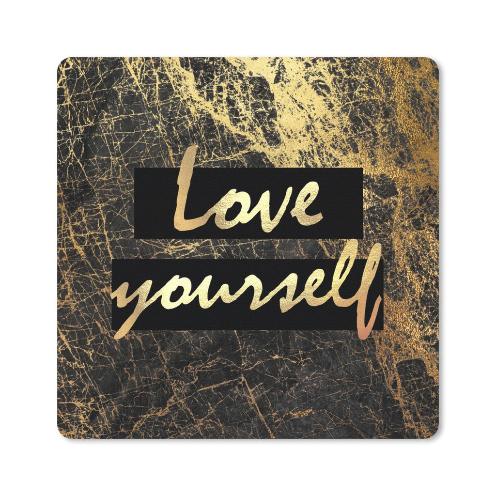 MuchoWow Mauspad Mousepad Zitat - Zuversicht - Gold 30x30 cm - Mousepads - Maus Mat - Pad - Mausunterlage - Gaming