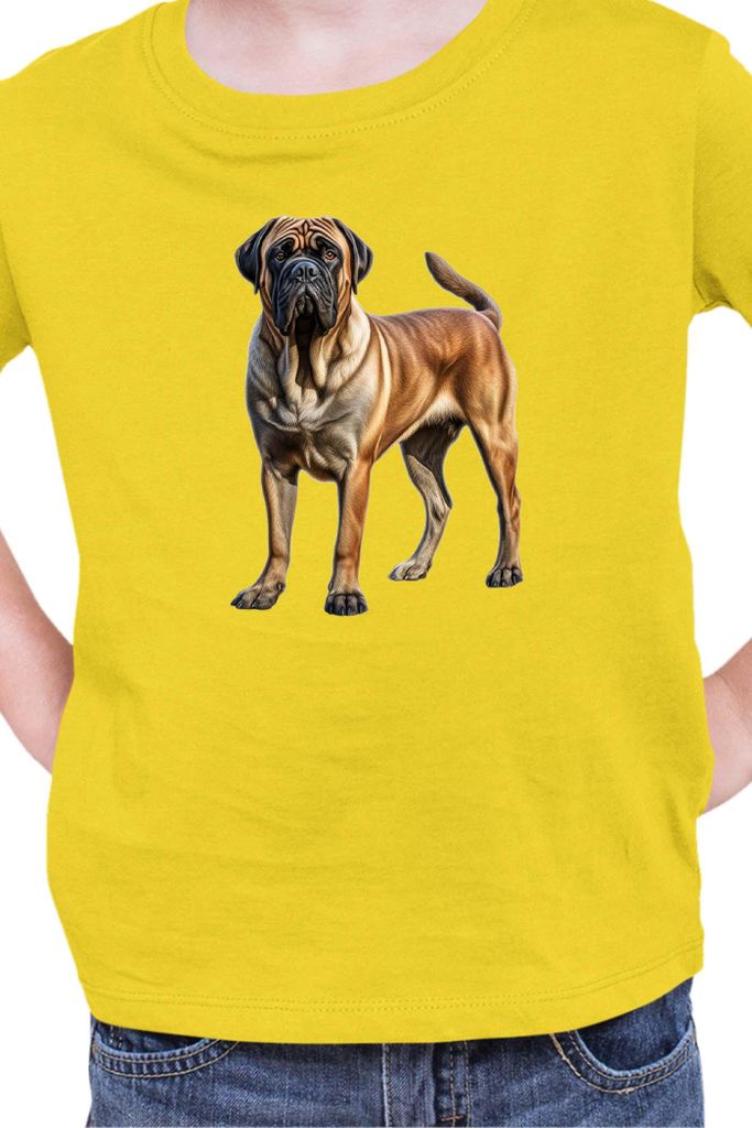 Kinder T-Shirt Dogs Breeds English Mastiff Dog Breed 006, 3-4 Jahr - 104 / Gelb