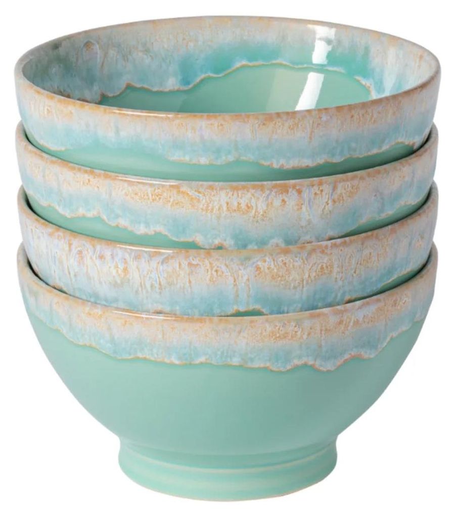 Costa Nova Latte Schüssel Grespresso, Aqua, 4er-Set, 550 ml, Schüssel für Müsli Frühstück Desserts, 7,5 x 14,3 cm