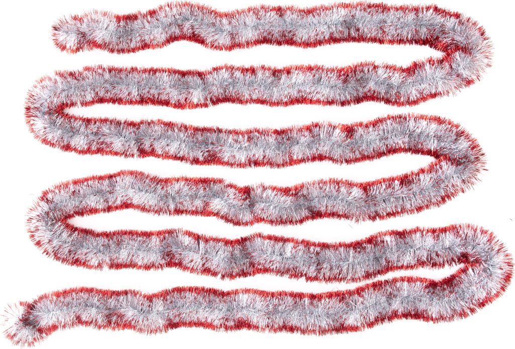 Girlande Lametta Doxa Silber-Rot Ø 70 mm x 6 m
